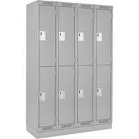 Casiers Clean Line, 2 niveaux, Bloc de 4, 48" x 18" x 76", Acier, Gris, Rivet (assembl&eacute;) Auto Electric Service Ltd.