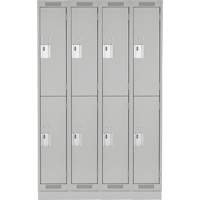 Casiers Clean Line, 2 niveaux, Bloc de 4, 48" x 18" x 76", Acier, Gris, Rivet (assembl&eacute;) Auto Electric Service Ltd.
