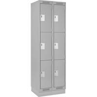 Clean Line Lockers, 3 -tier, Bank of 2, 24" x 18" x 76", Steel, Grey, Rivet (Assembled) Auto Electric Service Ltd.