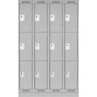 Clean Line Lockers, 3 -tier, Bank of 4, 48" x 18" x 76", Steel, Grey, Rivet (Assembled) Auto Electric Service Ltd.