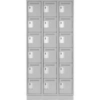 Clean Line Lockerette, 6 -tier, Bank of 3, 36" x 18" x 76", Steel, Grey, Rivet (Assembled) Auto Electric Service Ltd.