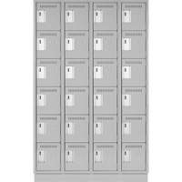 Clean Line Lockerette, 6 -tier, Bank of 4, 48" x 18" x 76", Steel, Grey, Rivet (Assembled) Auto Electric Service Ltd.