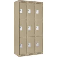 Clean Line Lockers, 3 -tier, Bank of 3, 36" x 18" x 72", Steel, Beige, Rivet (Assembled) Auto Electric Service Ltd.