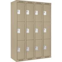 Clean Line Lockers, 3 -tier, Bank of 4, 48" x 18" x 72", Steel, Beige, Rivet (Assembled) Auto Electric Service Ltd.