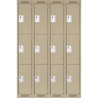 Clean Line Lockers, 3 -tier, Bank of 4, 48" x 18" x 72", Steel, Beige, Rivet (Assembled) Auto Electric Service Ltd.