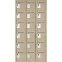 Clean Line Lockerette, 6 -tier, Bank of 3, 36" x 18" x 72", Steel, Beige, Rivet (Assembled) Auto Electric Service Ltd.