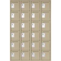 Clean Line Lockerette, 6 -tier, Bank of 4, 48" x 18" x 72", Steel, Beige, Rivet (Assembled) Auto Electric Service Ltd.