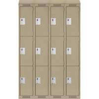 Clean Line Lockers, 3 -tier, Bank of 4, 48" x 18" x 78", Steel, Beige, Rivet (Assembled) Auto Electric Service Ltd.