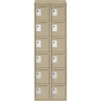 Clean Line Lockerette, 6 -tier, Bank of 2, 24" x 18" x 78", Steel, Beige, Rivet (Assembled) Auto Electric Service Ltd.
