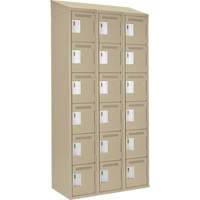 Clean Line Lockerette, 6 -tier, Bank of 3, 36" x 18" x 78", Steel, Beige, Rivet (Assembled) Auto Electric Service Ltd.