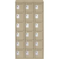 Clean Line Lockerette, 6 -tier, Bank of 3, 36" x 18" x 78", Steel, Beige, Rivet (Assembled) Auto Electric Service Ltd.