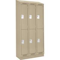 Clean Line Lockers, 2 -tier, Bank of 3, 36" x 18" x 82", Steel, Beige, Rivet (Assembled) Auto Electric Service Ltd.