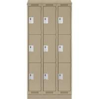 Clean Line Lockers, 3 -tier, Bank of 3, 36" x 18" x 82", Steel, Beige, Rivet (Assembled) Auto Electric Service Ltd.