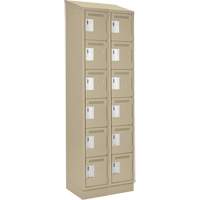 Clean Line Lockerette , 6 -tier, Bank of 2, 24" x 18" x 82", Steel, Beige, Rivet (Assembled) Auto Electric Service Ltd.