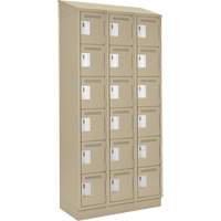 Clean Line Lockerette , 6 -tier, Bank of 3, 36" x 18" x 82", Steel, Beige, Rivet (Assembled) Auto Electric Service Ltd.