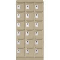 Clean Line Lockerette , 6 -tier, Bank of 3, 36" x 18" x 82", Steel, Beige, Rivet (Assembled) Auto Electric Service Ltd.