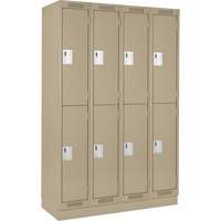 Casiers Clean Line, 2 niveaux, Bloc de 4, 48" x 18" x 76", Acier, Beige, Rivet (assembl&eacute;) Auto Electric Service Ltd.