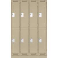Casiers Clean Line, 2 niveaux, Bloc de 4, 48" x 18" x 76", Acier, Beige, Rivet (assembl&eacute;) Auto Electric Service Ltd.