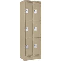 Clean Line Lockers, 3 -tier, Bank of 2, 24" x 18" x 76", Steel, Beige, Rivet (Assembled) Auto Electric Service Ltd.