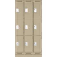 Clean Line Lockers, 3 -tier, Bank of 3, 36" x 18" x 76", Steel, Beige, Rivet (Assembled) Auto Electric Service Ltd.