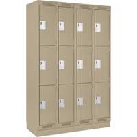 Clean Line Lockers, 3 -tier, Bank of 4, 48" x 18" x 76", Steel, Beige, Rivet (Assembled) Auto Electric Service Ltd.