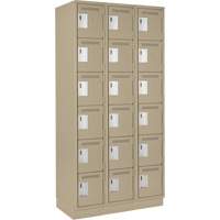 Clean Line Lockerette, 6 -tier, Bank of 3, 36" x 18" x 76", Steel, Beige, Rivet (Assembled) Auto Electric Service Ltd.