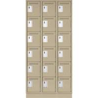 Clean Line Lockerette, 6 -tier, Bank of 3, 36" x 18" x 76", Steel, Beige, Rivet (Assembled) Auto Electric Service Ltd.