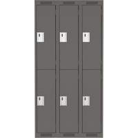 Casiers Clean Line, 2 niveaux, Bloc de 3, 36" x 18" x 72", Acier, Charbon, Rivet (assembl&eacute;) Auto Electric Service Ltd.