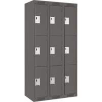 Clean Line Lockers, 3 -tier, Bank of 3, 36" x 18" x 72", Steel, Charcoal, Rivet (Assembled) Auto Electric Service Ltd.