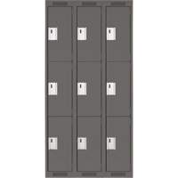 Clean Line Lockers, 3 -tier, Bank of 3, 36" x 18" x 72", Steel, Charcoal, Rivet (Assembled) Auto Electric Service Ltd.