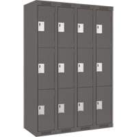 Clean Line Lockers, 3 -tier, Bank of 4, 48" x 18" x 72", Steel, Charcoal, Rivet (Assembled) Auto Electric Service Ltd.