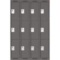 Clean Line Lockers, 3 -tier, Bank of 4, 48" x 18" x 72", Steel, Charcoal, Rivet (Assembled) Auto Electric Service Ltd.