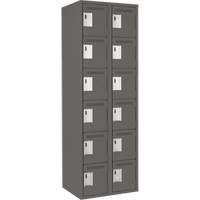Clean Line Lockerette, 6 -tier, Bank of 2, 24" x 18" x 72", Steel, Charcoal, Rivet (Assembled) Auto Electric Service Ltd.