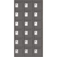 Clean Line Lockerette, 6 -tier, Bank of 3, 36" x 18" x 72", Steel, Charcoal, Rivet (Assembled) Auto Electric Service Ltd.