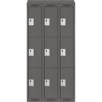 Clean Line Lockers, 3 -tier, Bank of 3, 36" x 18" x 78", Steel, Charcoal, Rivet (Assembled) Auto Electric Service Ltd.
