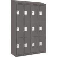 Clean Line Lockers, 3 -tier, Bank of 4, 48" x 18" x 78", Steel, Charcoal, Rivet (Assembled) Auto Electric Service Ltd.
