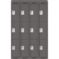 Clean Line Lockers, 3 -tier, Bank of 4, 48" x 18" x 78", Steel, Charcoal, Rivet (Assembled) Auto Electric Service Ltd.