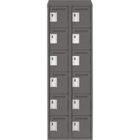 Clean Line Lockerette, 6 -tier, Bank of 2, 24" x 18" x 78", Steel, Charcoal, Rivet (Assembled) Auto Electric Service Ltd.