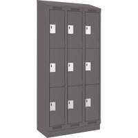 Clean Line Lockers, 3 -tier, Bank of 3, 36" x 18" x 82", Steel, Charcoal, Rivet (Assembled) Auto Electric Service Ltd.