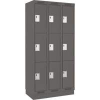 Clean Line Lockers, 3 -tier, Bank of 3, 36" x 18" x 76", Steel, Charcoal, Rivet (Assembled) Auto Electric Service Ltd.