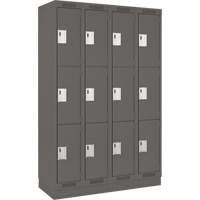 Clean Line Lockers, 3 -tier, Bank of 4, 48" x 18" x 76", Steel, Charcoal, Rivet (Assembled) Auto Electric Service Ltd.