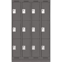 Clean Line Lockers, 3 -tier, Bank of 4, 48" x 18" x 76", Steel, Charcoal, Rivet (Assembled) Auto Electric Service Ltd.