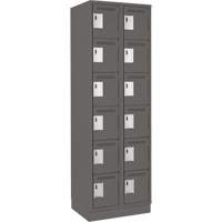 Clean Line Lockerette, 6 -tier, Bank of 2, 24" x 18" x 76", Steel, Charcoal, Rivet (Assembled) Auto Electric Service Ltd.