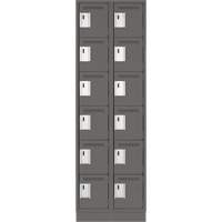 Clean Line Lockerette, 6 -tier, Bank of 2, 24" x 18" x 76", Steel, Charcoal, Rivet (Assembled) Auto Electric Service Ltd.