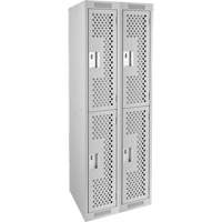 Casiers Clean Line, 2 niveaux, Bloc de 2, 24" x 15" x 72", Acier, Gris, Rivet (assembl&eacute;), Perfor&eacute; Auto Electric Service Ltd.