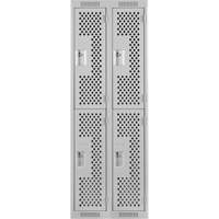 Casiers Clean Line, 2 niveaux, Bloc de 2, 24" x 15" x 72", Acier, Gris, Rivet (assembl&eacute;), Perfor&eacute; Auto Electric Service Ltd.