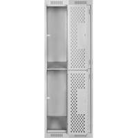 Casiers Clean Line, 2 niveaux, Bloc de 2, 24" x 15" x 72", Acier, Gris, Rivet (assembl&eacute;), Perfor&eacute; Auto Electric Service Ltd.