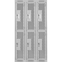 Clean Line Lockers, 2 -tier, Bank of 3, 36" x 15" x 72", Steel, Grey, Rivet (Assembled), Perforated Auto Electric Service Ltd.