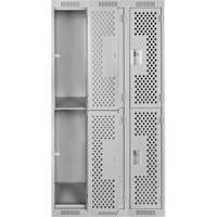 Clean Line Lockers, 2 -tier, Bank of 3, 36" x 15" x 72", Steel, Grey, Rivet (Assembled), Perforated Auto Electric Service Ltd.