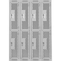 Clean Line Lockers, 2 -tier, Bank of 4, 48" x 15" x 72", Steel, Grey, Rivet (Assembled), Perforated Auto Electric Service Ltd.